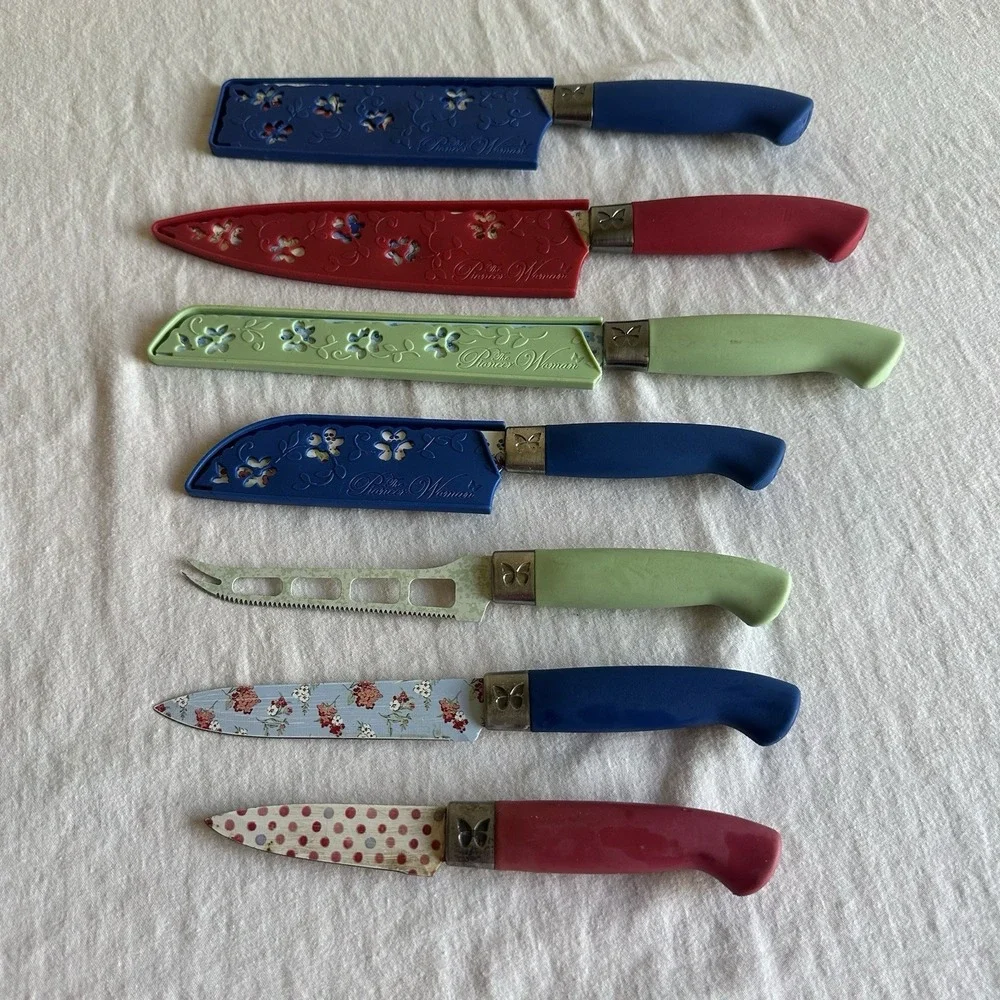 Pioneer Woman‎ Knives With Covers Knife Set Of 7 Floral Colorful Kitchen Knives